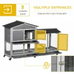 Wooden Rabbit Hutch 62" with Wheels Light Gray Bunny Cage Pet Playhouse Indoor Outdoor - Image 8