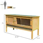 PawHut Wooden Rabbit Hutch Bunny Cage Openable Waterproof Roof No Leak Tray Sturdy Fir Wood Indoor Outdoor Yellow Green - Image 3