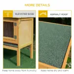 PawHut Wooden Rabbit Hutch Bunny Cage Openable Waterproof Roof No Leak Tray Sturdy Fir Wood Indoor Outdoor Yellow Green - Image 6