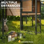 Wooden Rabbit Hutch Outdoor, 85" Large Bunny Cage with Steel Run Box, Removable Plastic Tray, Asphalt Roof, Ramp, Yellow - Image 6