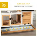Wooden Rabbit Hutch with Wheels, Run, Slide-out Tray for Small Animals, Guinea Pig, Yellow - Image 6