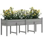 Wooden Raised Garden Bed, Large Elevated Planter Box with Legs, Bed Liner and Drain Holes, 7.4' x 1.8' x 2.6', Gray - Image 11