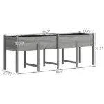 Wooden Raised Garden Bed, Large Elevated Planter Box with Legs, Bed Liner and Drain Holes, 7.4' x 1.8' x 2.6', Gray - Image 3