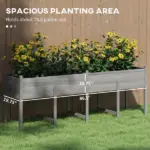 Wooden Raised Garden Bed, Large Elevated Planter Box with Legs, Bed Liner and Drain Holes, 7.4' x 1.8' x 2.6', Gray - Image 4