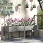 Wooden Raised Garden Bed, Large Elevated Planter Box with Legs, Bed Liner and Drain Holes, 7.4' x 1.8' x 2.6', Gray - Image 10