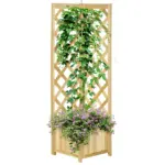 Wooden Raised Garden Bed, Planter with Trellis for Vine Climbing and Vegetables, Herbs and Flowers Growing, Natural - Image 11