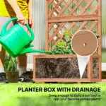 59 Inch Wooden Raised Garden Bed with Trellis and Drainage Holes, Orange - Image 5