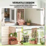 59 Inch Wooden Raised Garden Bed with Trellis and Drainage Holes, Orange - Image 6