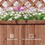 59 Inch Wooden Raised Garden Bed with Trellis and Drainage Holes, Orange - Image 7