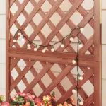 59 Inch Wooden Raised Garden Bed with Trellis and Drainage Holes, Orange - Image 9