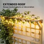 Outsunny Wooden Raised Garden Bed with Trellis and Roof, Elevated Planter Box with 2 Shelves, Drainage Hole and Liner, Natural - Image 5