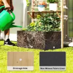 Outsunny Wooden Raised Garden Bed with Trellis and Roof, Elevated Planter Box with 2 Shelves, Drainage Hole and Liner, Natural - Image 7