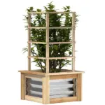 Wooden Raised Garden Bed with Trellis, Galvanized Planter Box Elevated Garden Bed for Garden, Patio, Natural Wood - Image 11