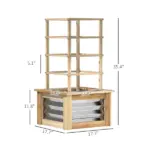Wooden Raised Garden Bed with Trellis, Galvanized Planter Box Elevated Garden Bed for Garden, Patio, Natural Wood - Image 3