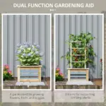 Wooden Raised Garden Bed with Trellis, Galvanized Planter Box Elevated Garden Bed for Garden, Patio, Natural Wood - Image 4