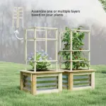 Wooden Raised Garden Bed with Trellis, Galvanized Planter Box Elevated Garden Bed for Garden, Patio, Natural Wood - Image 5