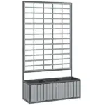 Outsunny Wooden Raised Garden Bed with Trellis, Removable Pots, for Backyard, Patio, Balcony, 29" x 11" x 52", Gray - Image 12