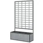 Outsunny Wooden Raised Garden Bed with Trellis, Removable Pots, for Backyard, Patio, Balcony, 29" x 11" x 52", Gray