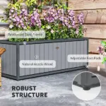 Outsunny Wooden Raised Garden Bed with Trellis, Removable Pots, for Backyard, Patio, Balcony, 29" x 11" x 52", Gray - Image 5