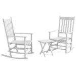 Outsunny 3-Piece Wooden Outdoor Rocking Chair Set with 2 Chairs and Side Table White