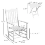Outsunny 3-Piece Wooden Outdoor Rocking Chair Set with 2 Chairs and Side Table White - Image 3