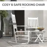 Outsunny 3-Piece Wooden Outdoor Rocking Chair Set with 2 Chairs and Side Table White - Image 5