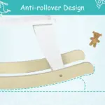 Wooden Rocking Horse, Classic Toddler Ride-On, Safe Traditional, White with Safety Bar, for 1-3 Years - Image 8
