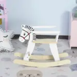 Wooden Rocking Horse, Classic Toddler Ride-On, Safe Traditional, White with Safety Bar, for 1-3 Years - Image 9