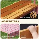 Qaba Wooden Sandbox with Cover, Kids Sandbox Outdoor with Seat, Bottom Liner, Canopy for Ages 3-6, Flamingos Print, Pink - Image 7