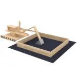 Wooden Sandbox with Digger, Kids Sandbox with 360A degree Rotating Seat and Bottom Liner, 72" x 35" x 22"