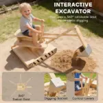 Wooden Sandbox with Digger, Kids Sandbox with 360A degree Rotating Seat and Bottom Liner, 72" x 35" x 22" - Image 4