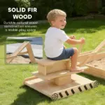 Wooden Sandbox with Digger, Kids Sandbox with 360A degree Rotating Seat and Bottom Liner, 72" x 35" x 22" - Image 5