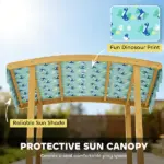 Qaba Wooden Sandbox with Dinosaur Print Canopy Kids Sandbox Outdoor with Bench Seats and 2 Storage Bins - Image 7