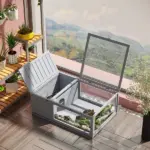Wooden Tortoise House Indoor Turtle Habitat Enclosure Outdoor Reptile Cage Gray - Image 2