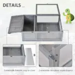 Wooden Tortoise House Indoor Turtle Habitat Enclosure Outdoor Reptile Cage Gray - Image 5