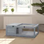 Wooden Tortoise House Indoor Turtle Habitat Enclosure Outdoor Reptile Cage Gray - Image 9