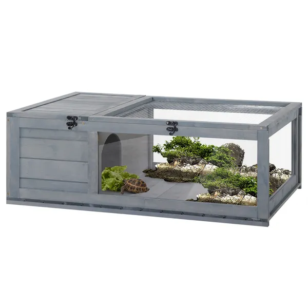wooden-tortoise-house-indoor-turtle-habitat-enclosure-outdoor-reptile-cage-gray.webp Wooden Tortoise House Indoor Turtle Habitat Enclosure Outdoor Reptile Cage Gray - Image 1