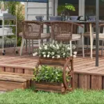 Outsunny Wooden Wagon Planter Box, 2-Tier Raised Garden Bed, for Vegetables Flowers Herbs, 22" x 13" x 22" - Image 2