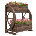 Outsunny Wooden Wagon Planter Box, 2-Tier Raised Garden Bed, for Vegetables Flowers Herbs, 22" x 13" x 22" - Image 11