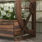 Outsunny Wooden Wagon Planter Box, 2-Tier Raised Garden Bed, for Vegetables Flowers Herbs, 22" x 13" x 22" - Image 9