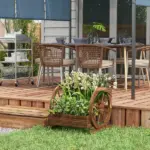 Outsunny Wooden Wagon Planter Box 3-Tier Raised Garden Bed for Vegetables Flowers Herbs - Image 2