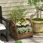 Outsunny Wooden Wagon Planter Box 3-Tier Raised Garden Bed for Vegetables Flowers Herbs - Image 10