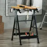 HOMCOM Work Bench Tool Stand with Adjustable Height and Angle, Carpenter Saw Table with 4 Clamps, Steel Frame, 220lbs Capacity - Image 2