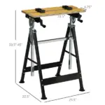 HOMCOM Work Bench Tool Stand with Adjustable Height and Angle, Carpenter Saw Table with 4 Clamps, Steel Frame, 220lbs Capacity - Image 3