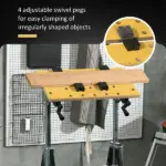 HOMCOM Work Bench Tool Stand with Adjustable Height and Angle, Carpenter Saw Table with 4 Clamps, Steel Frame, 220lbs Capacity - Image 5