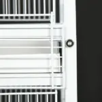 Wrought Metal Bird Cage Feeder 67" H with Rolling Stand Perches Food Containers Doors Wheels White - Image 8