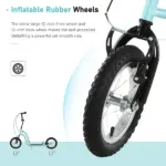 Aosom Youth Scooter Blue with Front Rear Caliper Dual Brakes 12-Inch Inflatable Wheel for Ages 5+ - Image 6