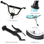 Aosom Youth Scooter Blue with Front Rear Caliper Dual Brakes 12-Inch Inflatable Wheel for Ages 5+ - Image 7