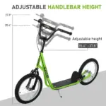 Youth Scooter, Kick Scooter for Kids 5+, Light Green, Adjustable Handlebar, Dual Brakes - Image 4