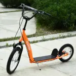 Youth Scooter Kick Scooter with Adjustable Handlebar, Front and Rear Dual Brakes and Inflatable Wheels, for Kids 5+, Orange - Image 2
